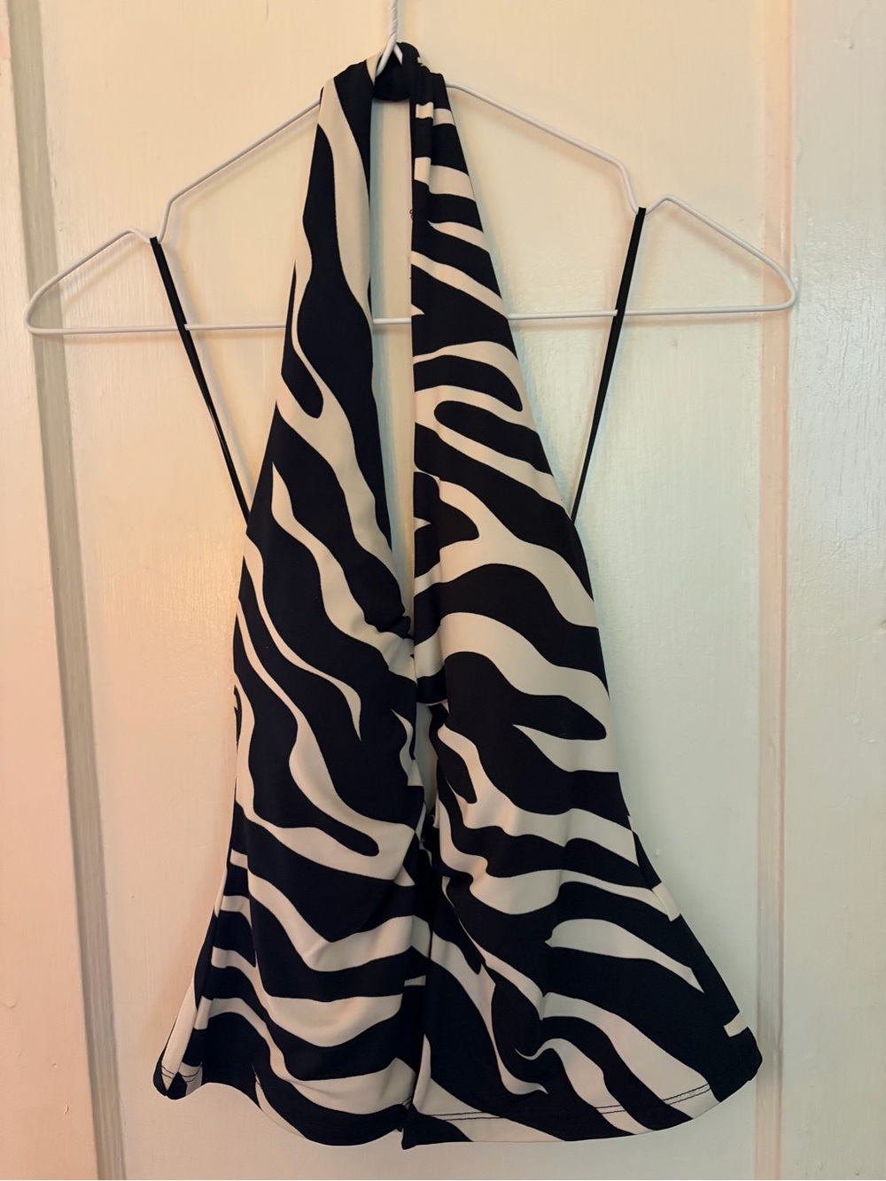 Abercrombie & Fitch Black and White Zebra Halter Top